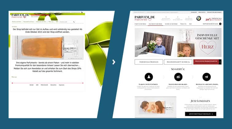 Der Onlineshop parfuem.de vor und nach dem Redesign
