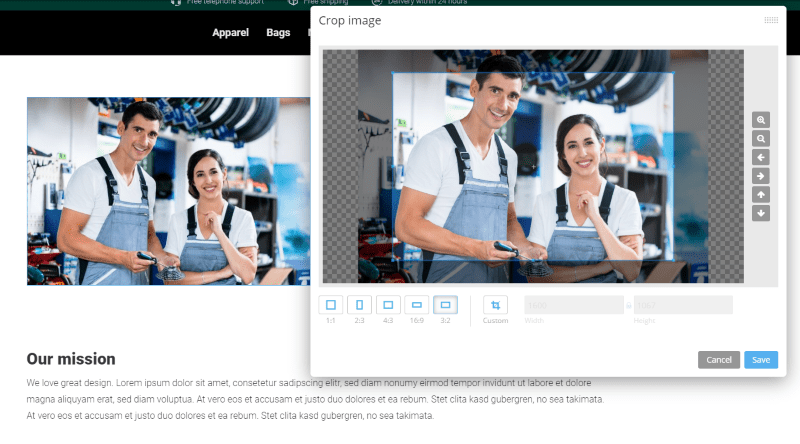 In the editor you can crop images easily