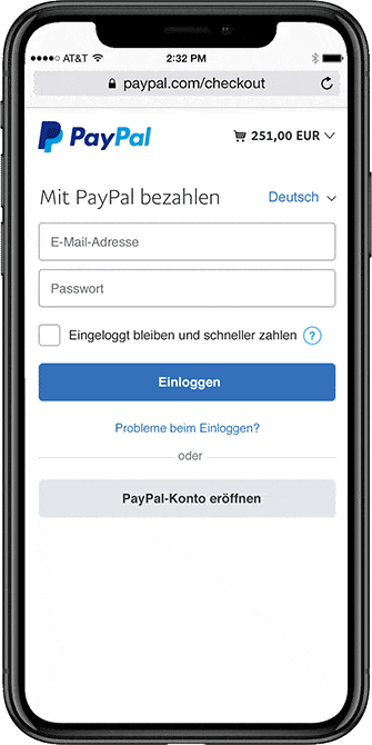 Mobiltelefon PayPal Ratenzahlung